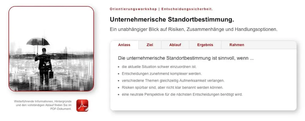 Visualisierung der Unternehmerischen Standortbestimmung mit Fokus auf Orientierung, Risikoeinordnung, Perspektiven und Entscheidungsgrundlagen für Unternehmer und Geschäftsführer.